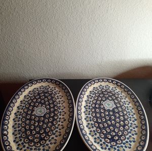 EXQUISITE NEW Boleslaweic Wiza Poland 8"x12" Oval Platters Set of 2.